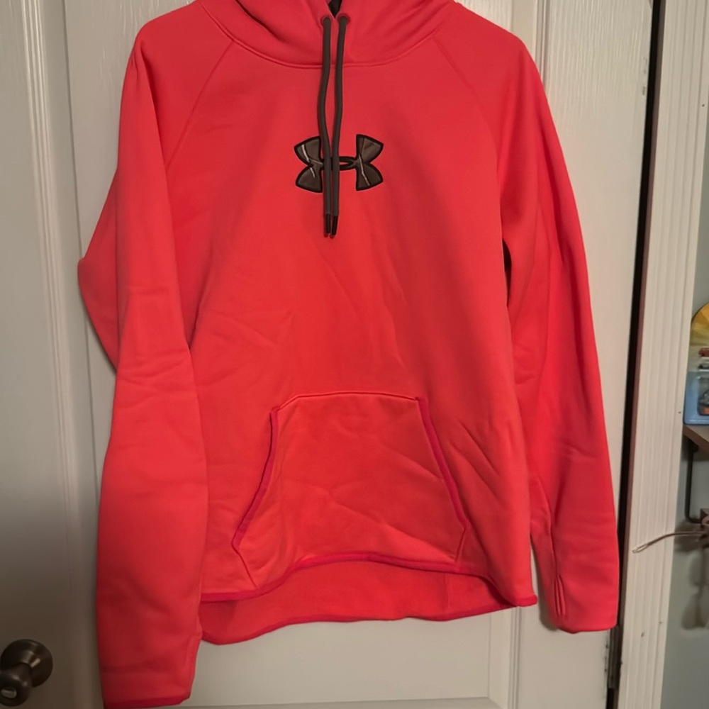 Women’s under armour storm hoodie, size XL, coral color
